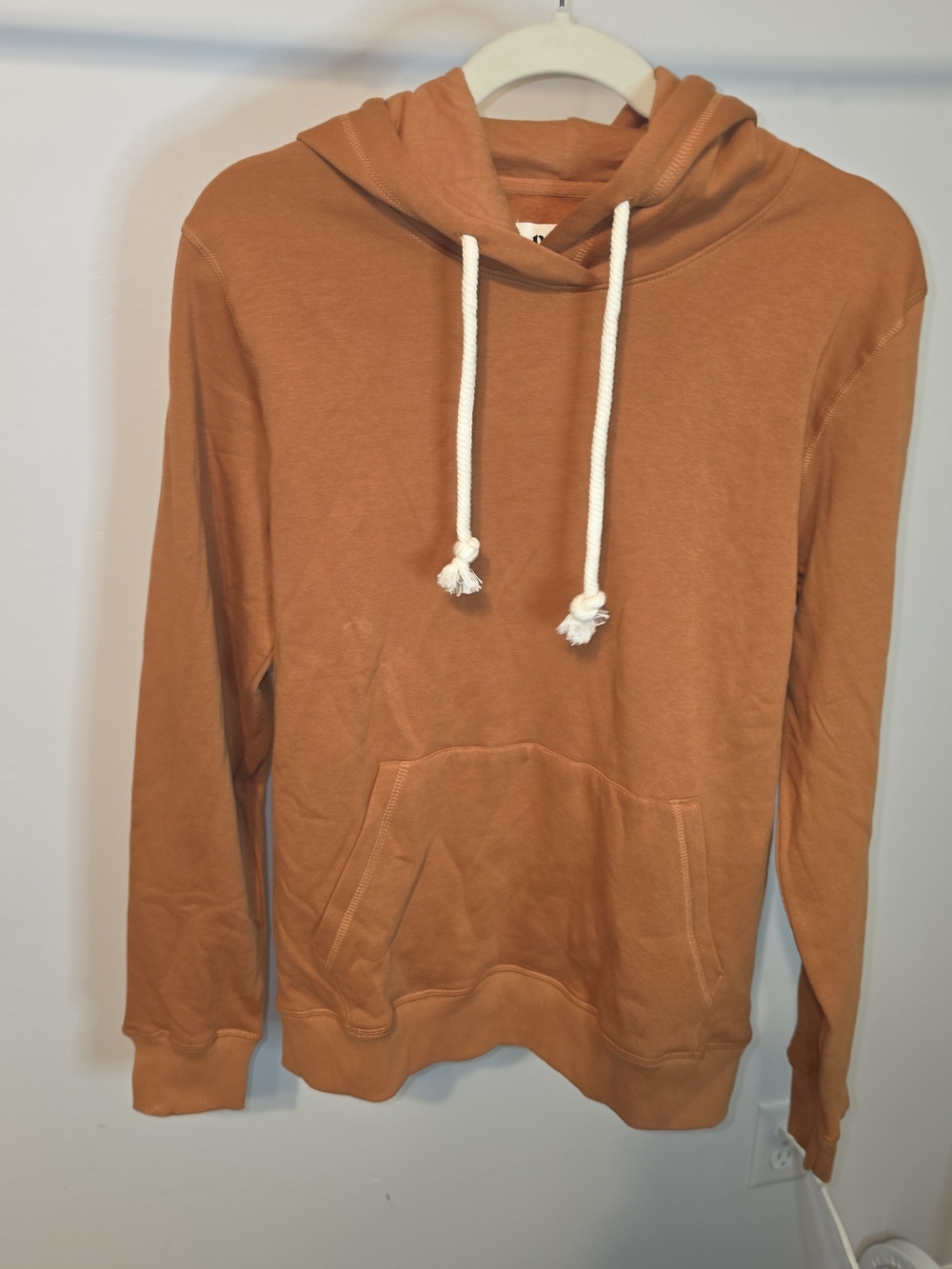Pact Women's Rust Orange Pullover Hoodie with Contrast Drawstrings